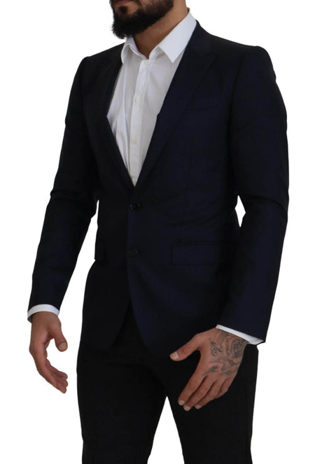 Dolce & Gabbana Blue Wool Single Breasted Coat Blazer - Hilstor