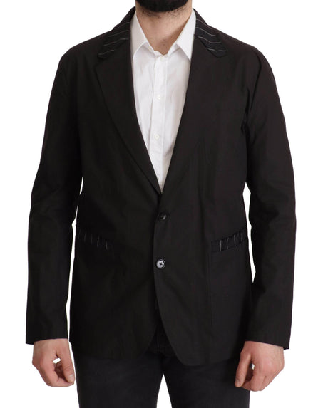Dolce & Gabbana Black Cotton Single Breasted Blazer Jacket - Hilstor