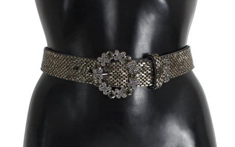 Dolce & Gabbana Crystal Buckle Sequined Waist Belt - Hilstor