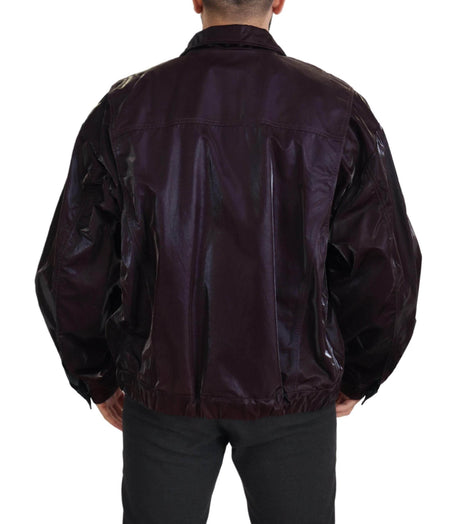 Dolce & Gabbana Bordeaux Nylon Collared Men Coat Jacket - Hilstor