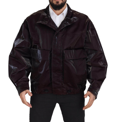 Dolce & Gabbana Bordeaux Nylon Collared Men Coat Jacket - Hilstor