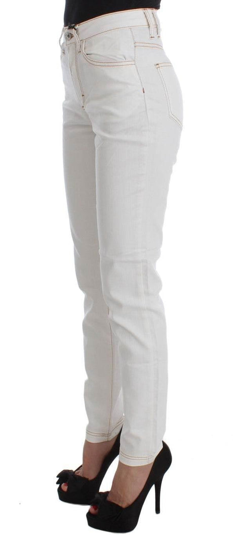 Cavalli White Cotton Blend Slim Fit Jeans - Hilstor