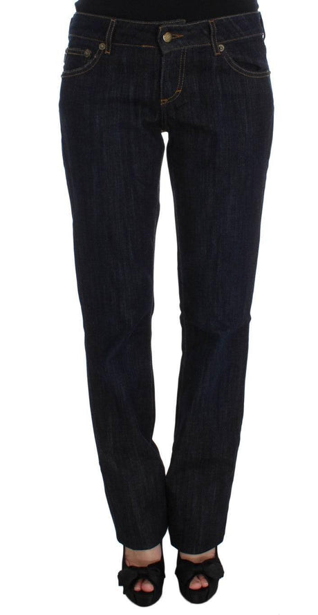 Cavalli Blue Cotton Straight Fit Stretch Jeans - Hilstor
