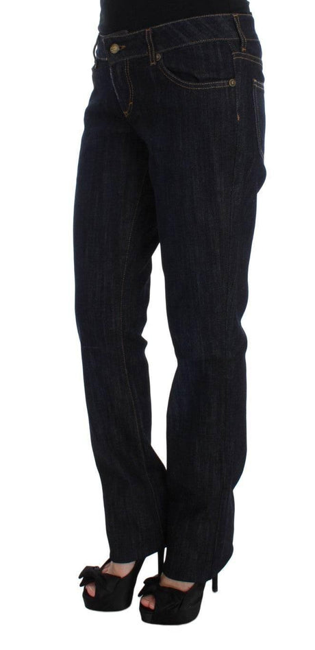Cavalli Blue Cotton Straight Fit Stretch Jeans - Hilstor