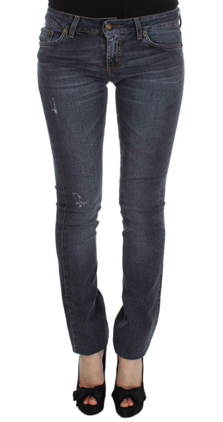 Cavalli Blue Wash Cotton Blend Slim Fit Jeans - Hilstor
