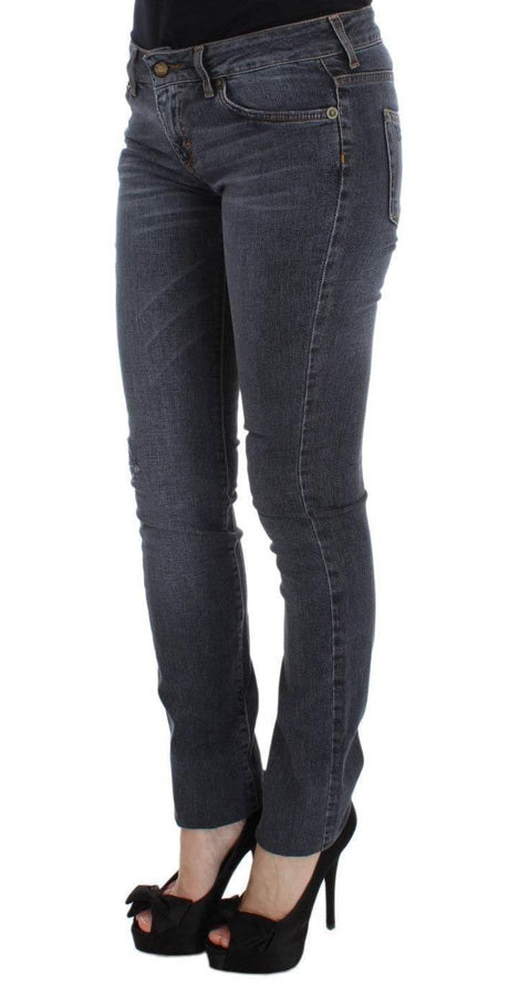 Cavalli Blue Wash Cotton Blend Slim Fit Jeans - Hilstor