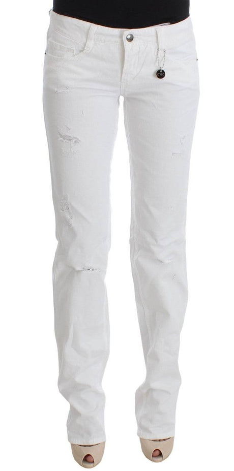 Costume National White Cotton Slim Fit Denim Bootcut Jeans - Hilstor