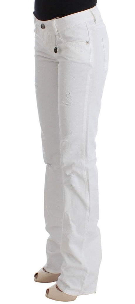 Costume National White Cotton Slim Fit Denim Bootcut Jeans - Hilstor