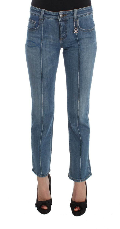 Costume National Blue Cotton Slim Fit Cropped Jeans - Hilstor
