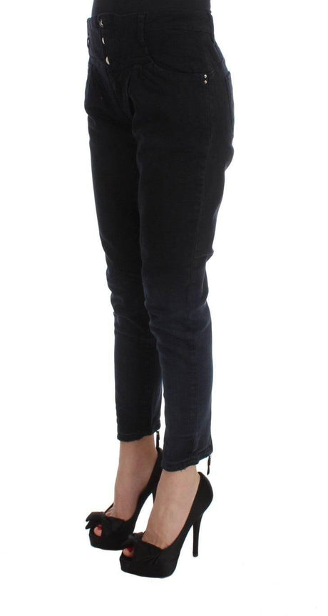 Costume National Black Cotton Slim Fit Cropped Jeans - Hilstor