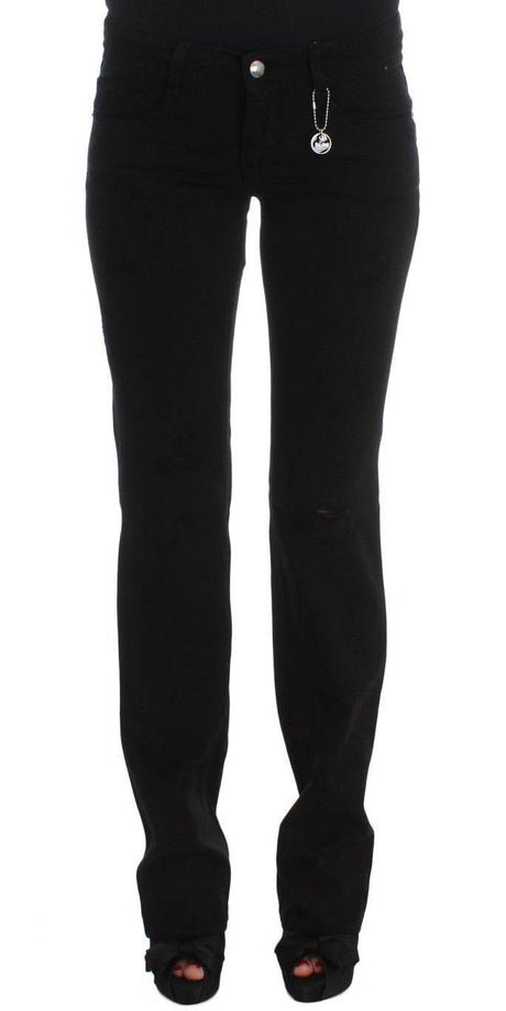 Costume National Black Cotton Slim Fit Bootcut Jeans - Hilstor