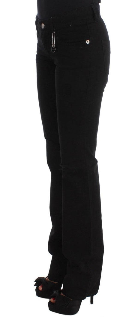 Costume National Black Cotton Slim Fit Bootcut Jeans - Hilstor