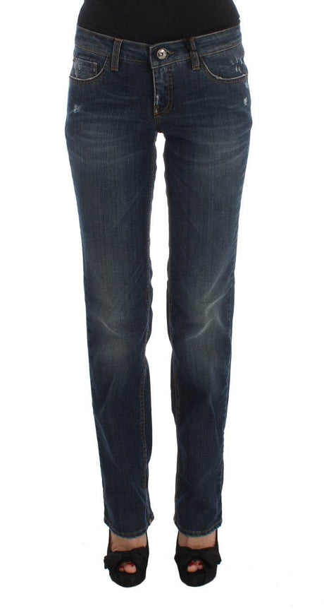 Costume National Blue Cotton Blend Bootcut Jeans - Hilstor