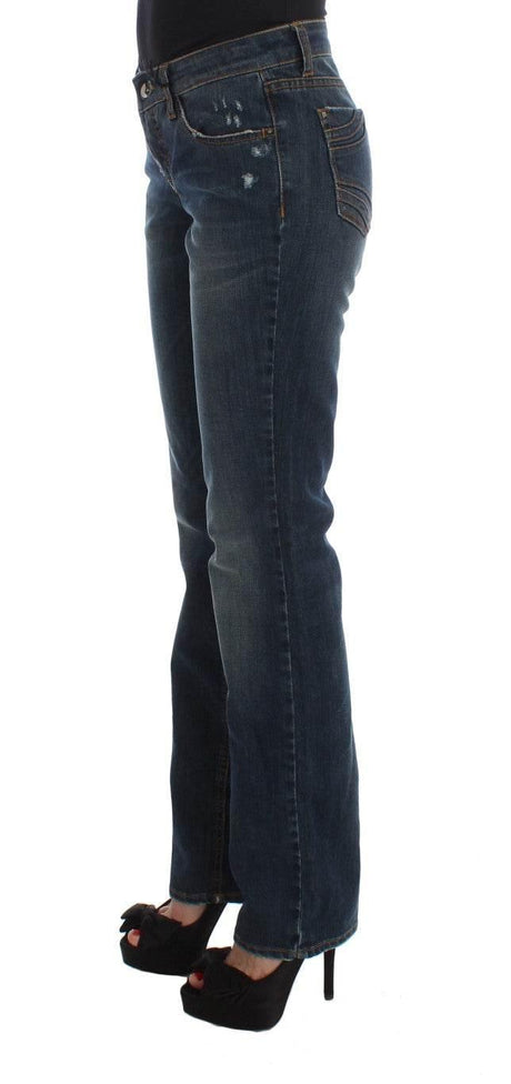 Costume National Blue Cotton Blend Bootcut Jeans - Hilstor