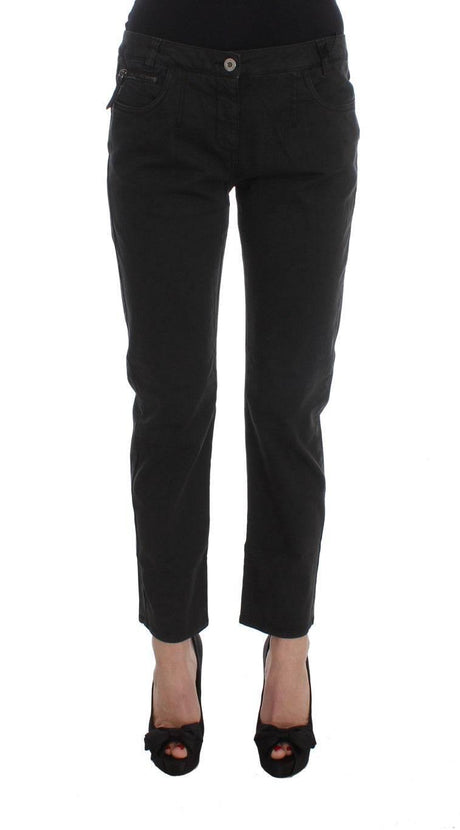 Costume National Black Cotton Capri Cropped Denim Jeans - Hilstor
