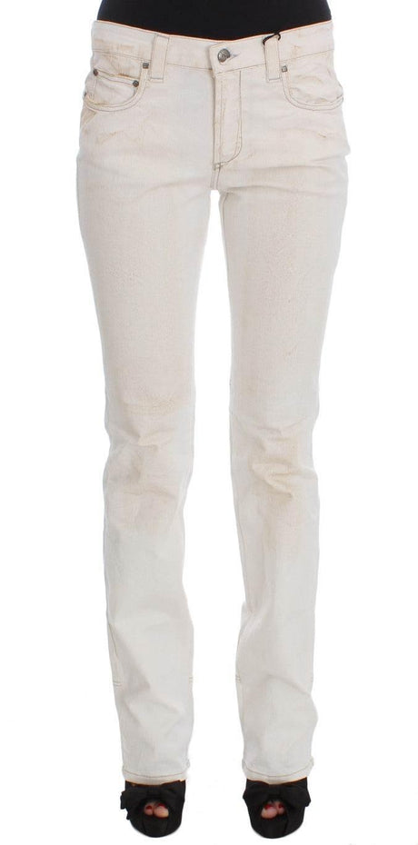 Costume National White Cotton Slim Fit Bootcut Jeans - Hilstor