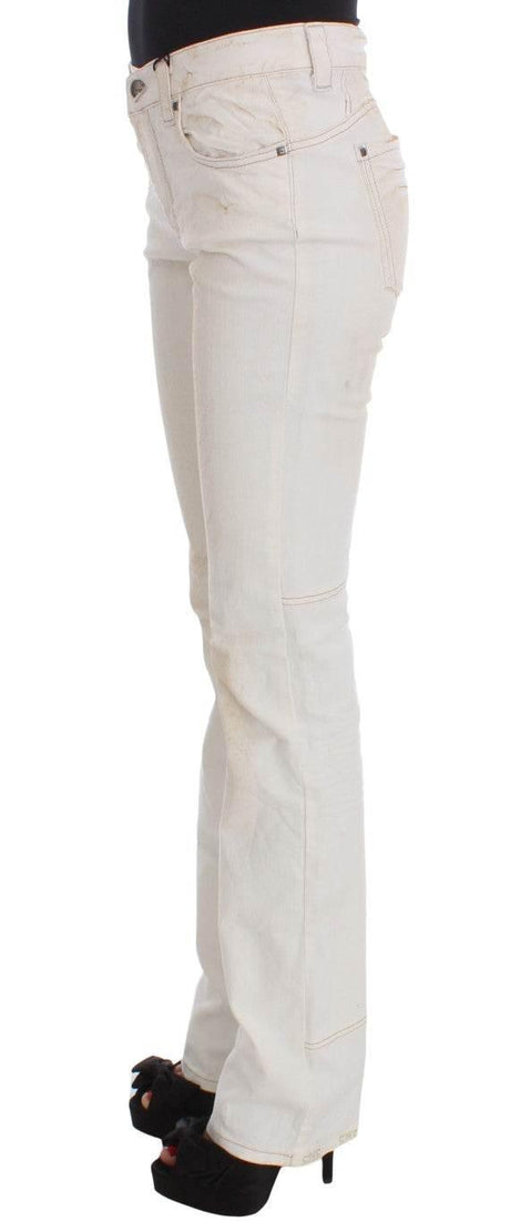 Costume National White Cotton Slim Fit Bootcut Jeans - Hilstor