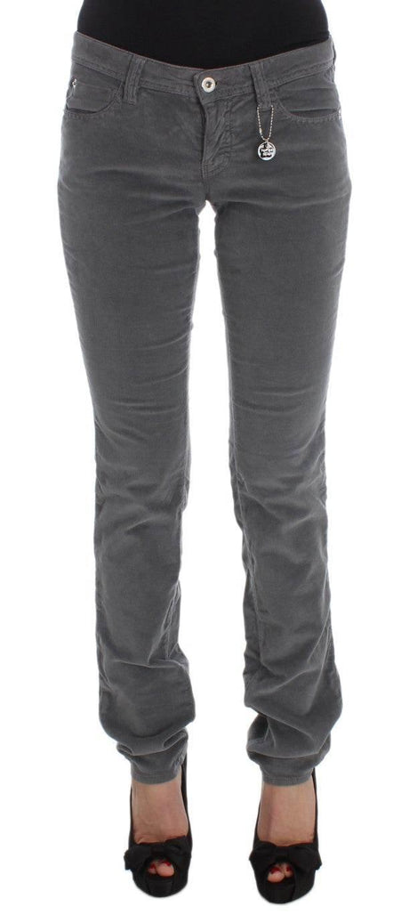 Costume National Gray Cotton Super Slim Corduroys Jeans - Hilstor