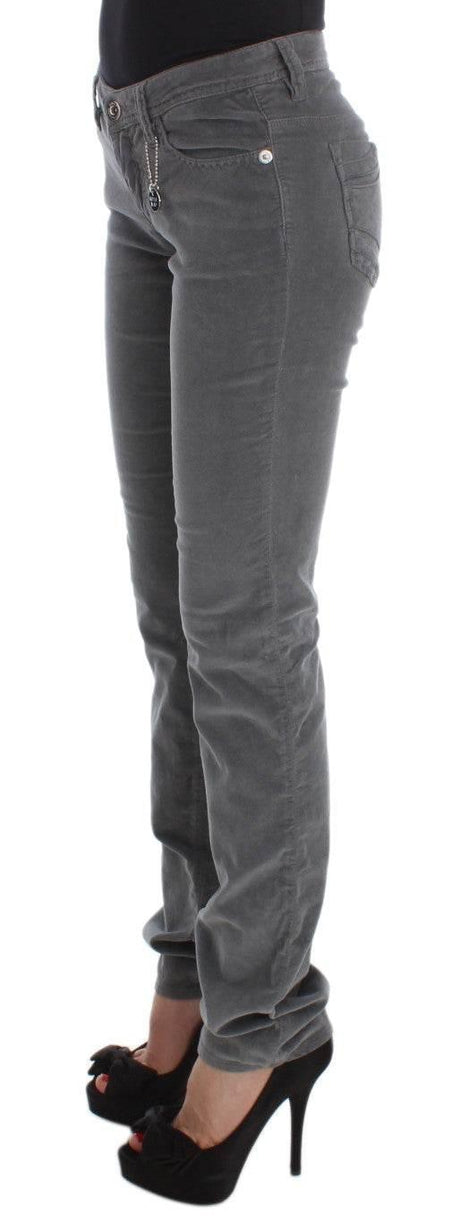 Costume National Gray Cotton Super Slim Corduroys Jeans - Hilstor