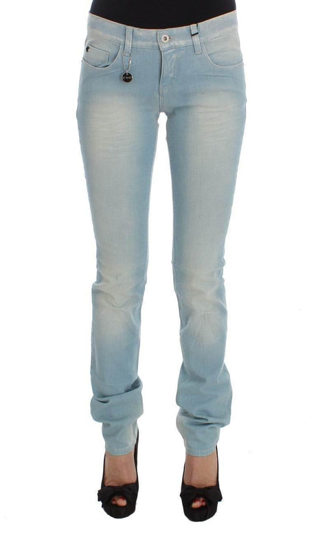 Costume National Blue Cotton Blend Super Slim Fit Jeans - Hilstor