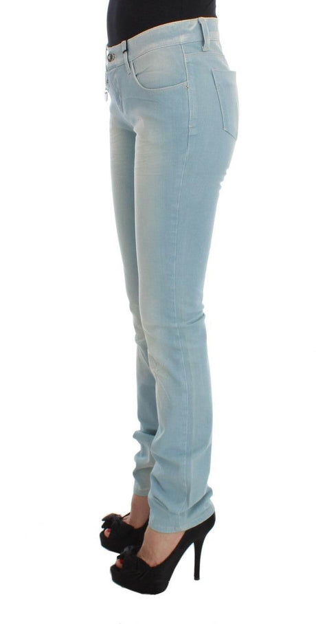 Costume National Blue Cotton Blend Super Slim Fit Jeans - Hilstor