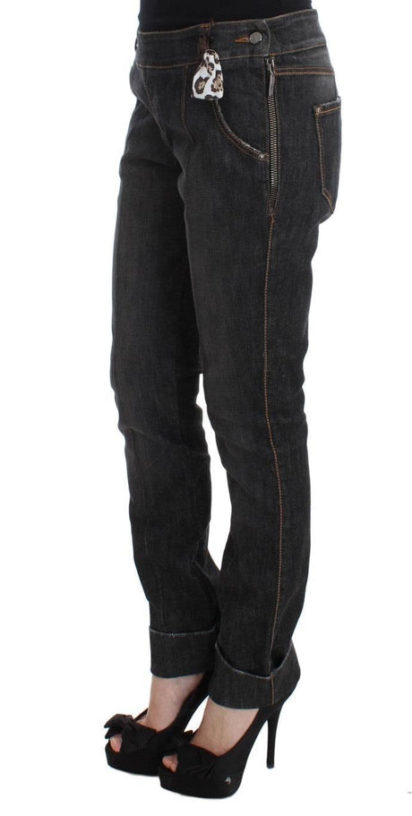 Ermanno Scervino Gray Cotton Slim Fit Denim Jeans - Hilstor