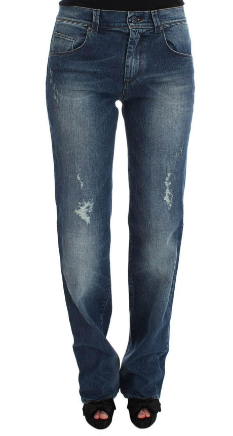 Ermanno Scervino Blue Wash Cotton Blend Slim Fit Jeans - Hilstor