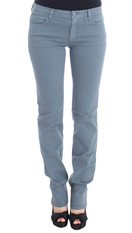 Ermanno Scervino Blue Cotton Blend Slim Fit Bootcut Jeans - Hilstor