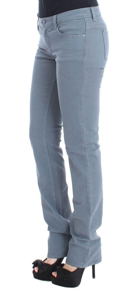Ermanno Scervino Blue Cotton Blend Slim Fit Bootcut Jeans - Hilstor