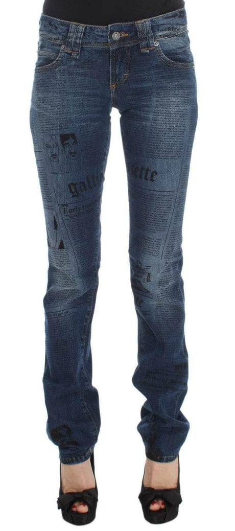 John Galliano Blue Wash Cotton Blend Slim Fit Bootcut Jeans - Hilstor