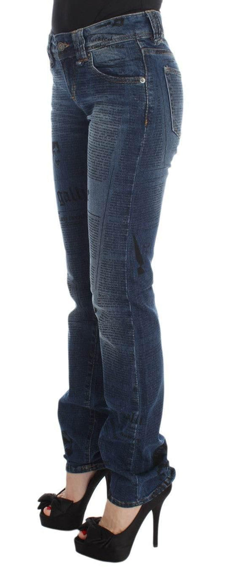 John Galliano Blue Wash Cotton Blend Slim Fit Bootcut Jeans - Hilstor
