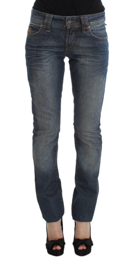 John Galliano Blue Wash Cotton Blend Slim Fit Jeans - Hilstor