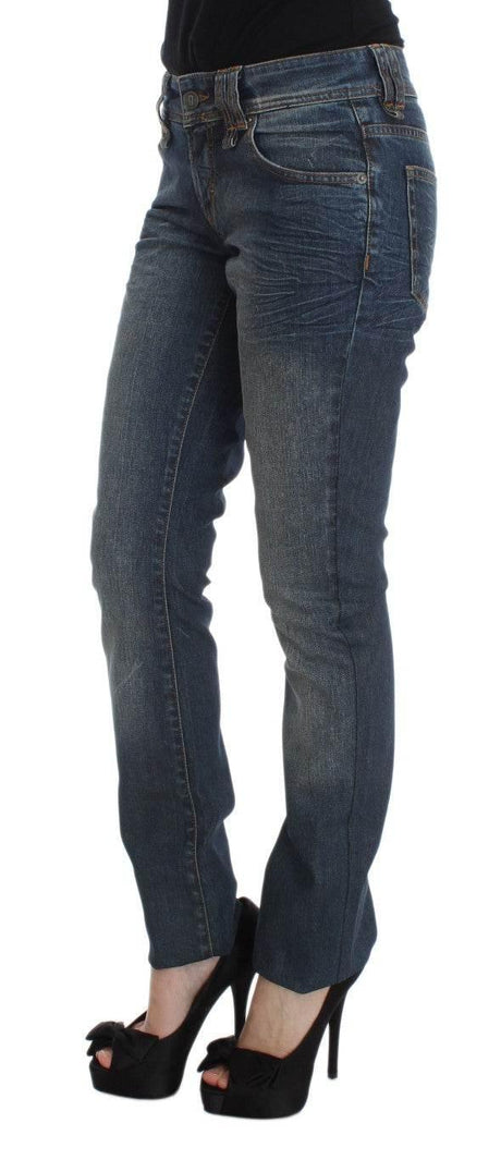 John Galliano Blue Wash Cotton Blend Slim Fit Jeans - Hilstor