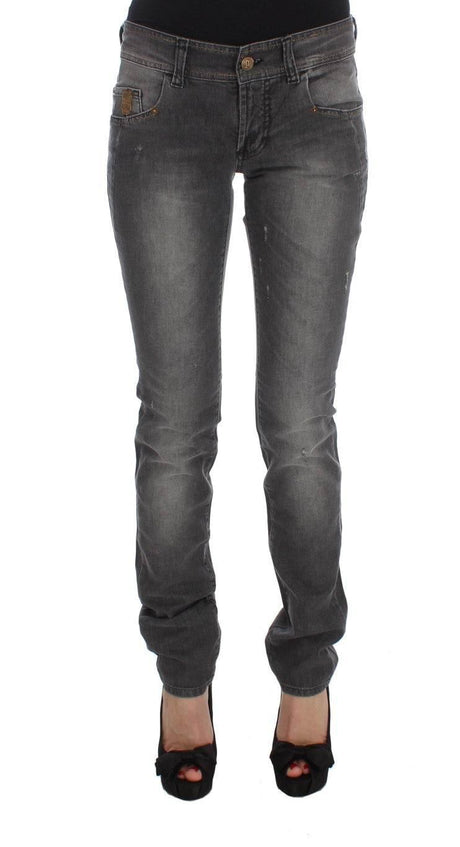 John Galliano Gray Wash Cotton Blend Slim Fit Stretch Jeans - Hilstor