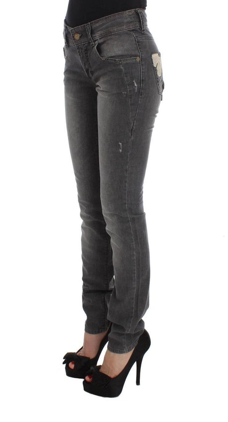 John Galliano Gray Wash Cotton Blend Slim Fit Stretch Jeans - Hilstor