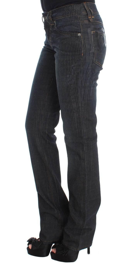 John Galliano Blue Wash Cotton Blend Slim Fit Bootcut Jeans - Hilstor