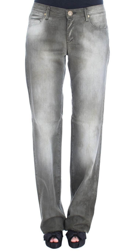 Ermanno Scervino Gray Cotton Blend Loose Fit Boyfriend Jeans - Hilstor
