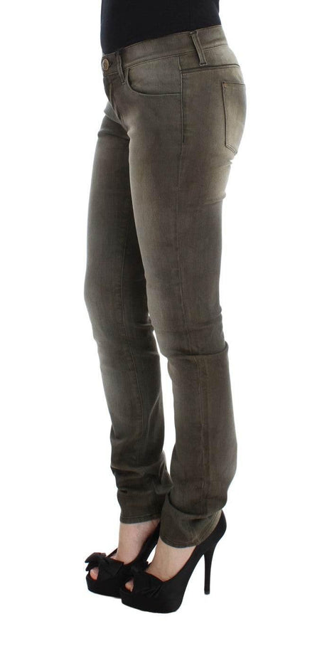 Ermanno Scervino Gray Wash Cotton Blend Slim Fit Jeans - Hilstor