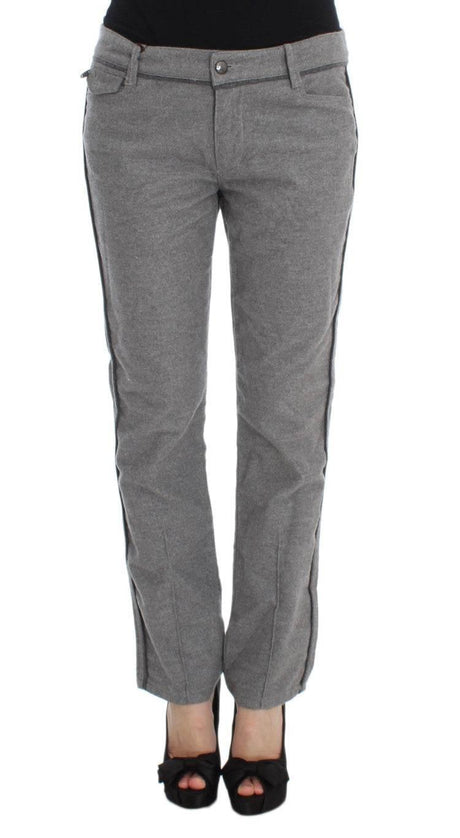Ermanno Scervino Gray Cotton Straight Fit Casual Pants - Hilstor