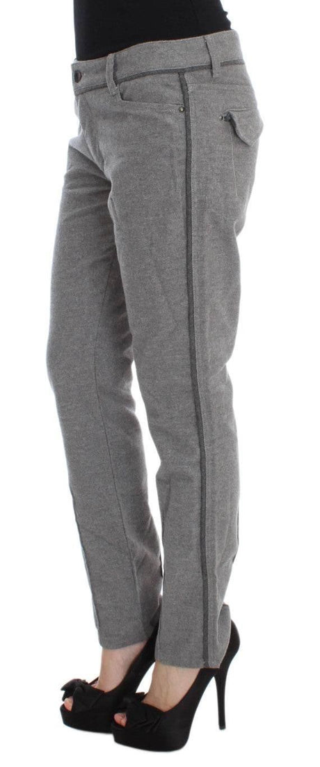 Ermanno Scervino Gray Cotton Straight Fit Casual Pants - Hilstor