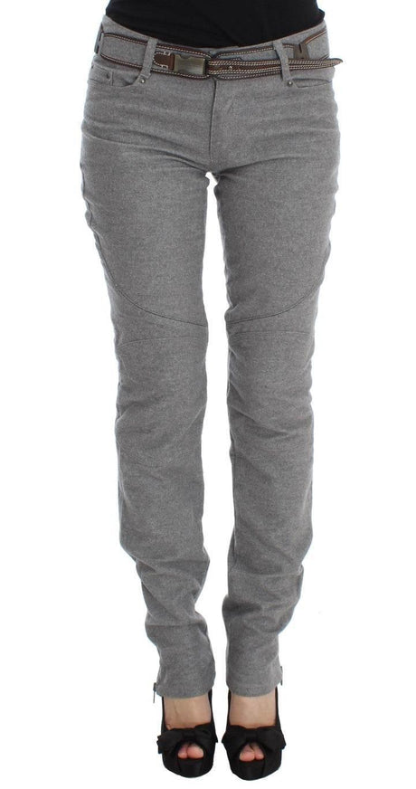 Ermanno Scervino Gray Cotton Slim Fit Casual Bootcut Pants - Hilstor