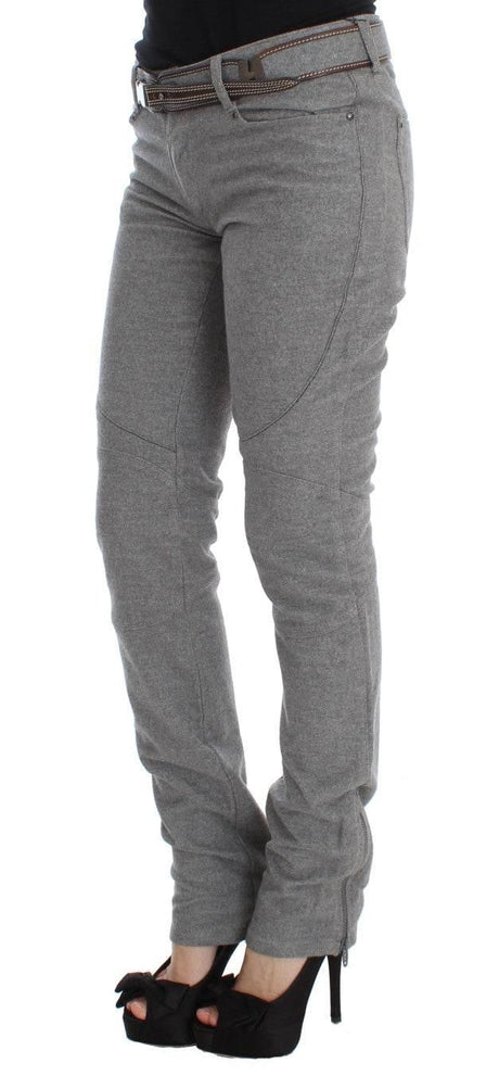 Ermanno Scervino Gray Cotton Slim Fit Casual Bootcut Pants - Hilstor