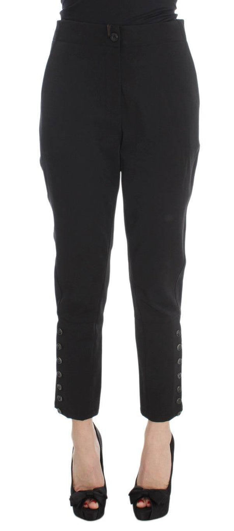 Ermanno Scervino Black Cotton Blend Capri Cropped Pants - Hilstor