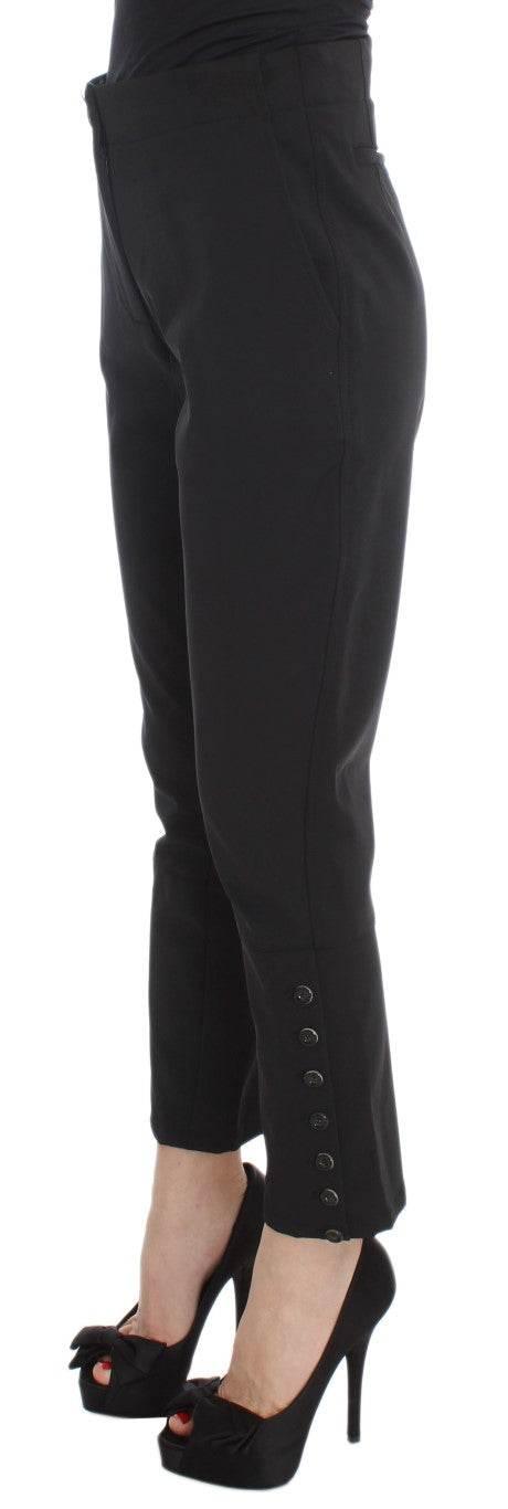 Ermanno Scervino Black Cotton Blend Capri Cropped Pants - Hilstor