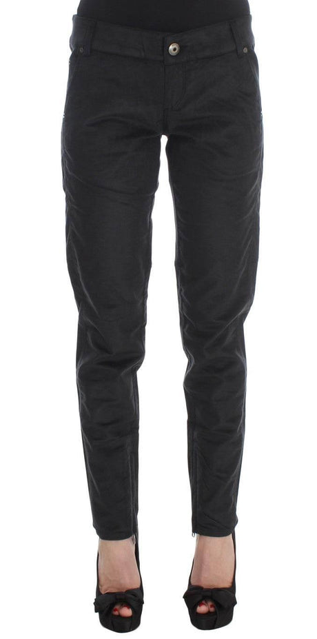 Ermanno Scervino Black Cotton Blend Regular Fit Pants - Hilstor