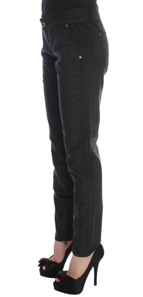 Ermanno Scervino Black Cotton Blend Regular Fit Pants - Hilstor