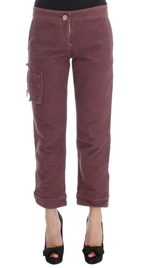 Ermanno Scervino Bordeaux Cotton Cropped Cargo Pants - Hilstor