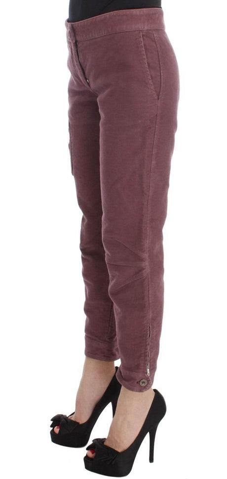 Ermanno Scervino Bordeaux Cotton Cropped Cargo Pants - Hilstor