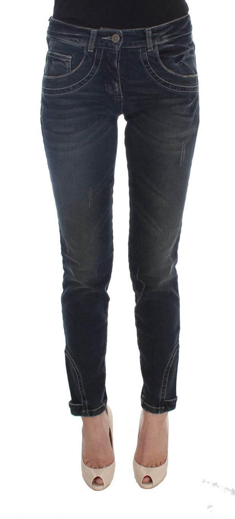 Ermanno Scervino Blue Cotton Blend Slim Fit Jeans - Hilstor