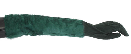 Dolce & Gabbana Green Leather Xiangao Fur Elbow Gloves - Hilstor